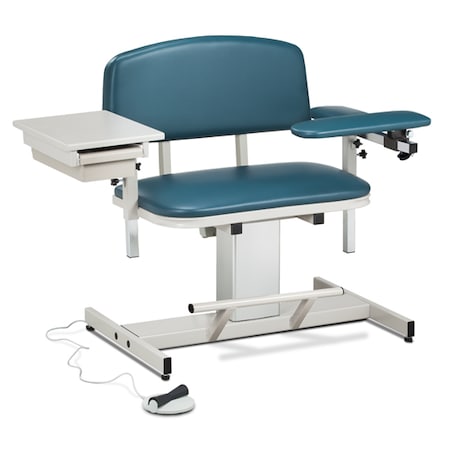 XL Blood Drawing Chair W/ Padded Flip Arm & Drawer, Slate Blue